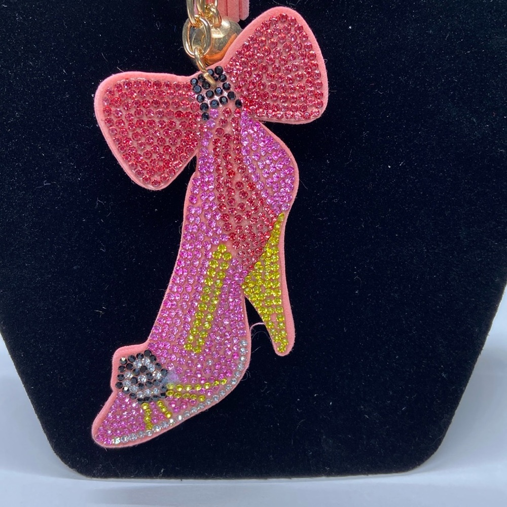 High heel pink bling bag key charm - Picture 1 of 6
